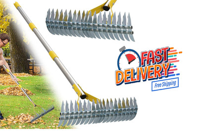 2in1 Thatch Rake for Lawn Long Stainless Steel Thatching Rake with Sharp Deth...