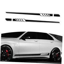 Pack-2 Car Side Body Decals, 4.52" x 88.58" Waterproof PVC Vehicle 2 PCS Black