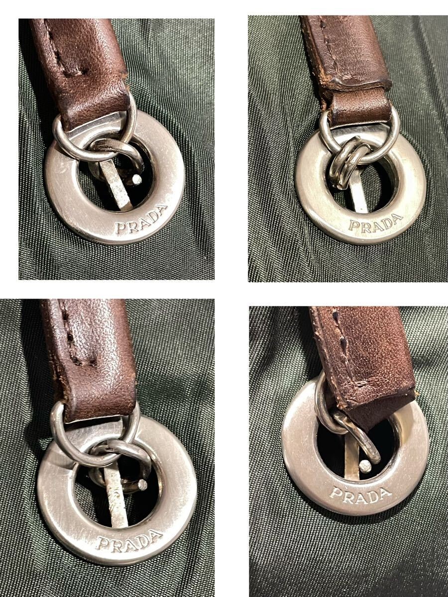 Prada Leather Nylon Triangular Handle Backpack Kh… - image 8