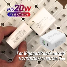 USB Type C PD 20W Power Adapter Fast Charger Lot For iPhone 16 15 14 13 Android