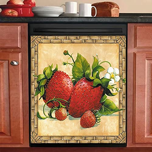 Strawberries Decorations Magnetic Dishwasher Cover Panel Fruit Fridge 23"Wx26"H - Picture 2 of 5