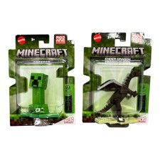 2 LOT Minecraft Micro Figure Creeper Ender Dragon Mattel 2" Mini Figures NIB
