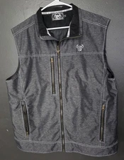 Cowboy Hardware Men's Vest Size XL Gray Sleeveless Western Full Zip Ranchwear