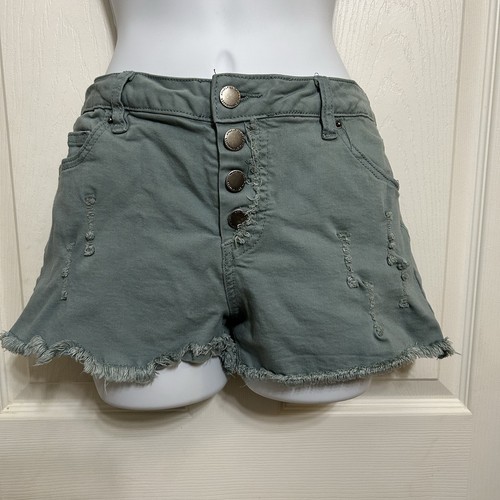 2 Angel Kiss Denim Collection Shorts Women's Cut Off Frayed Green Size 9