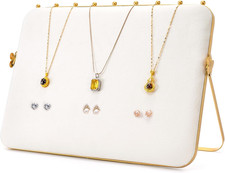 Velvet Necklace Display Stand, Beige  Gold Necklace Jewelry Showcase Holder, Me