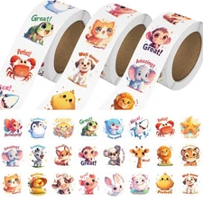 Animal Stickers for Kids - 1500 PCS Bulk Pack, 24 Cute Motivational Designs