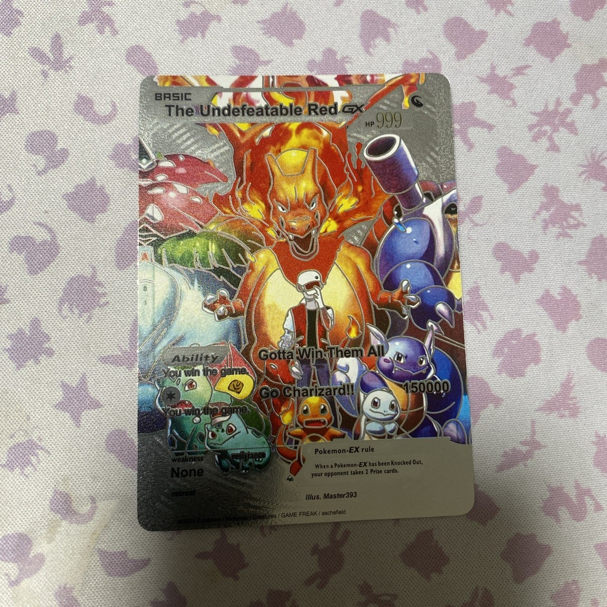 The Undefeatable Red GX Silver Foil💥Fan Art💥HP999 Gotta Win Them