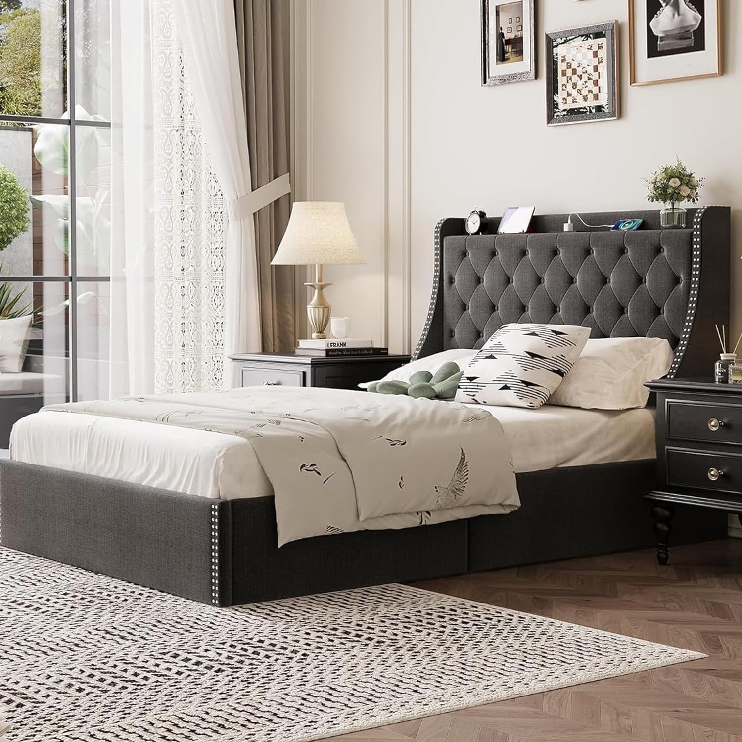 With Storage Drawers & Usb Charging Station