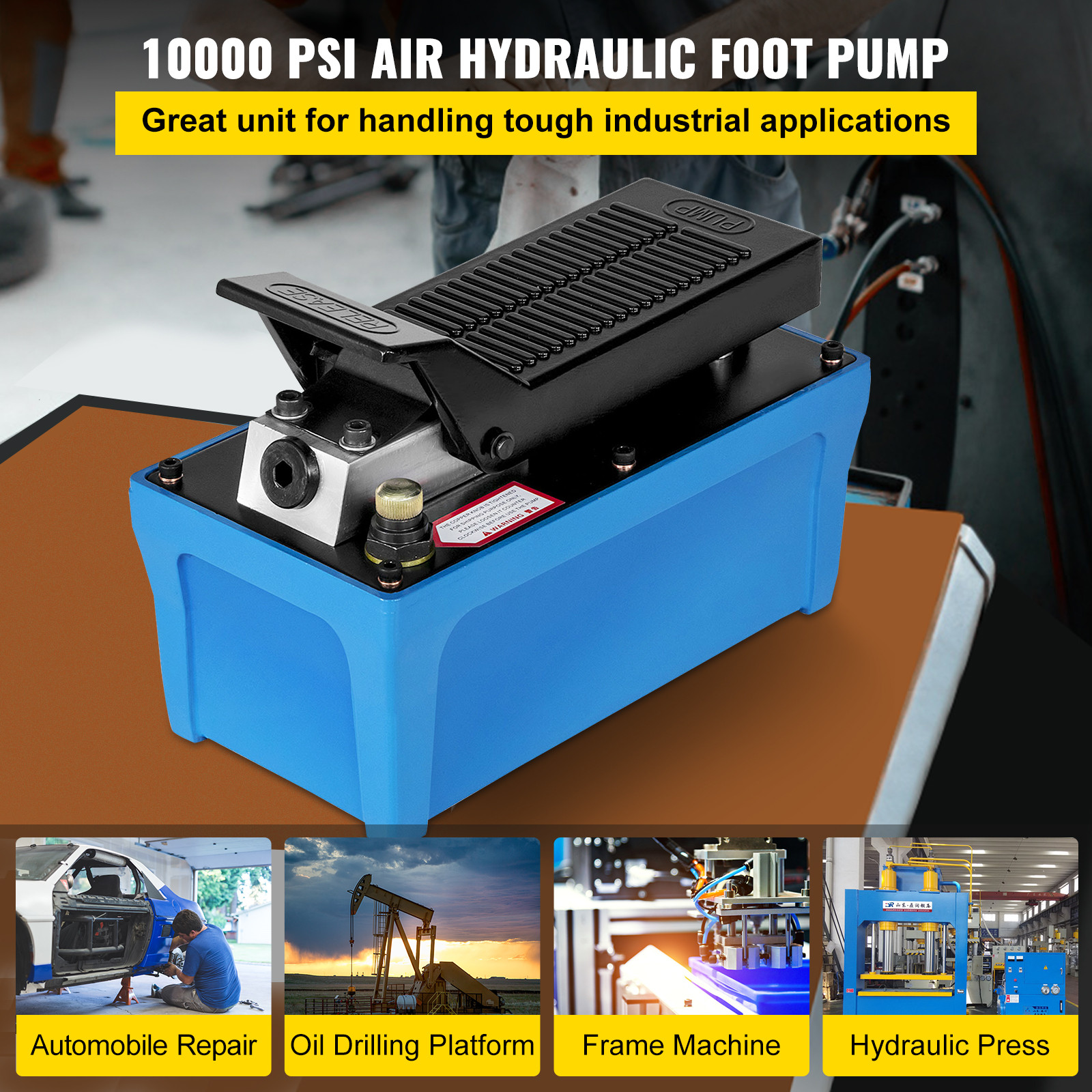 VEVOR Air Hydraulic Pump Power Pack Unit 10,000 PSI 103 In 3Cap