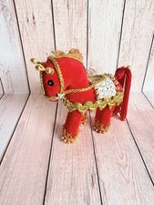 Vintage Thomas Boutique Handmade Christmas Ornament Sequins Flocked Holly Pony