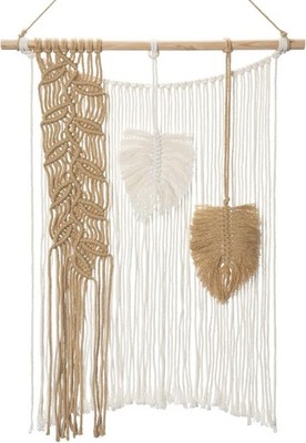 Macrame Wall Hanging Brown White Leaf Boho Woven Tapestry By Briful