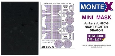 Montex 1/48 JUNKERS Ju-88C-6 NIGHT FIGHTER CANOPY PAINT MASK Dragon