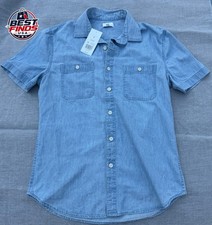 True Craft Mens Blue Solid Short Sleeve Button-up Shirt W Pockets Size S True Craft Mens Blue Solid Short Sleeve Button-up Shirt W Pockets Size S