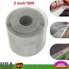 Gutter Guard 5in Wide 50ft Length Cover Mesh Leaf Debris Protection W/ Gloves 