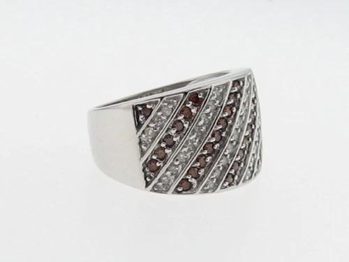 Anillo de oro blanco sólido de 14k con diamantes blancos anaranjados banda de 13,5 mm tamaño 7 Foto 3 de 4