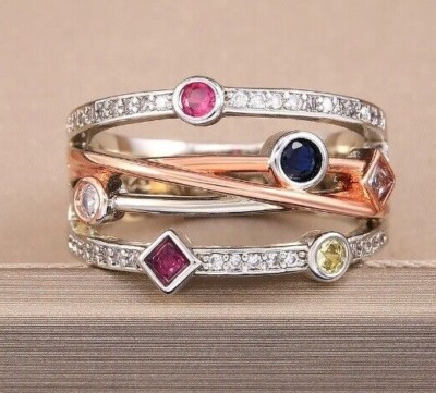 Silber Rosegold Ring Gelb Blau Rosa Klar Blasen Bubble Statement Alle Größen