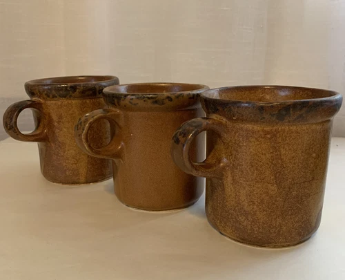 McCoy Pottery Canyon Mesa Brown 1412 Coffee Cup Mugs Lot of 3 Vtg