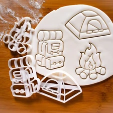 Backpack, Tent, Bonfire Cookie Cutters - summer camp outdoor hiking camping fire