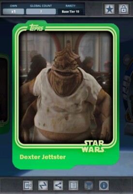 Star Wars Card Trader - Digital 2015 Tier 10 Saber Green Dexter Jettster 7cc