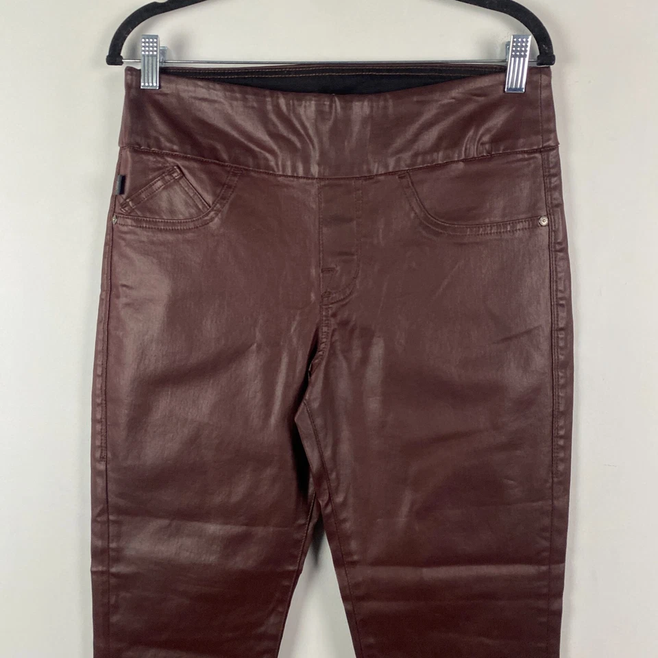 Pantalones Rock & Republic Denim Rx Fever Pull On Imitación Cuero Talla 12 Borgoña Foto 2 de 4