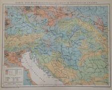 Landkarte der Bevölkerungsdichtigkit von Österreich - Ungarn, Brockhaus 1898