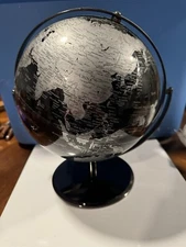 Z Gallery Black Metallic World Globe - 12 Inch Tabletop Globe Chrome Base EUC