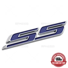 Chevy Camaro SS Rear Trunk Lid Nameplate Logo Fender Marker Emblem Badge Blue