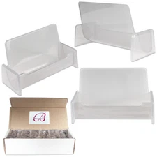 HQ Acrylic Plastic Business Name Card Holder Display Stand (CLEAR SILVER)