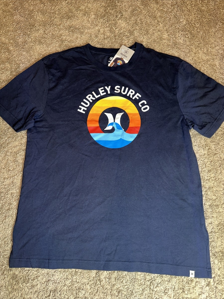 Men's Hurley Surf Co. Navy Blue Graphic Tee Shirt Size Medium | eBay