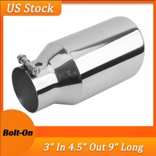 Exhaust Tip For 3 Inlet 4.5 Outlet 9 Long Polished Bolt-on Rear Tailpipe
