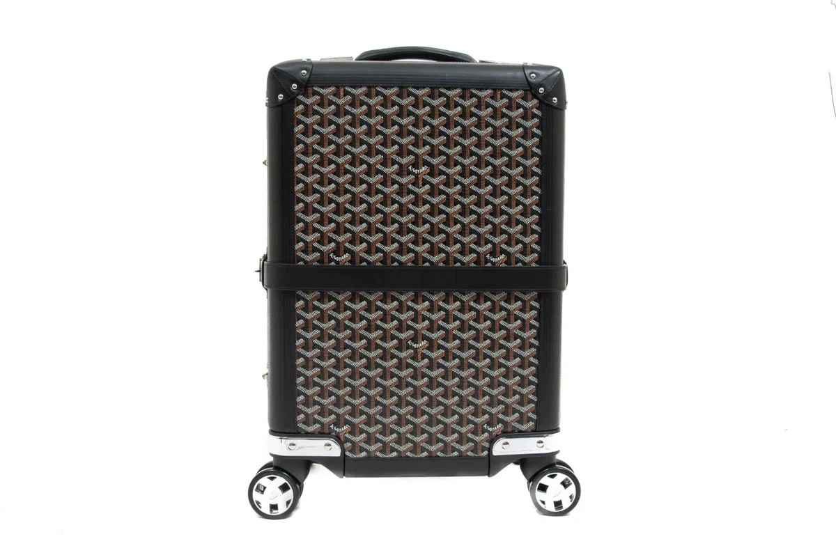 Goyard Black Goyardine Canvas Bourget PM Trolley Luggage Bag Rolling  Horizon