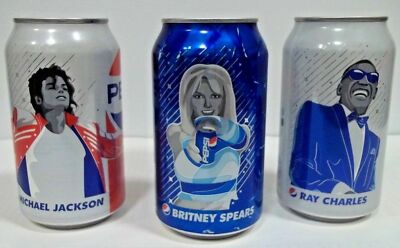 Lot(3)Limited Edition Pepsi Can Michael Jackson, Ray Charles, And
