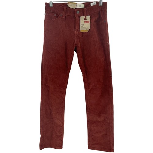 Levi's 511 Burnt Senna Red Corduroy Slim Pants Boys Size 14 Cotton Blend NWT