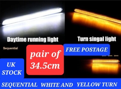 2 Stück 34,5 cm WEISS und GELBE BLINKER SEQUENTIELLES Lauflicht. FLEXIBEL