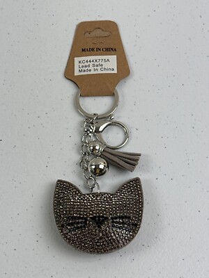 Cat Face Cat Keychain Rhinestone Keychain Charm Rhinestone Keychain