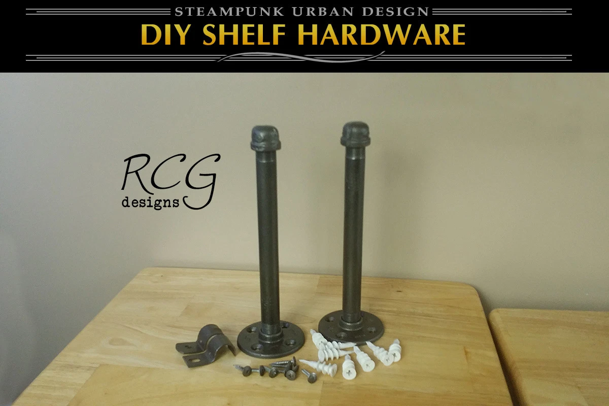 DIY 10" Pair Floating Pipes (8" or 9.5" shelf) steampunk urban industrial decor