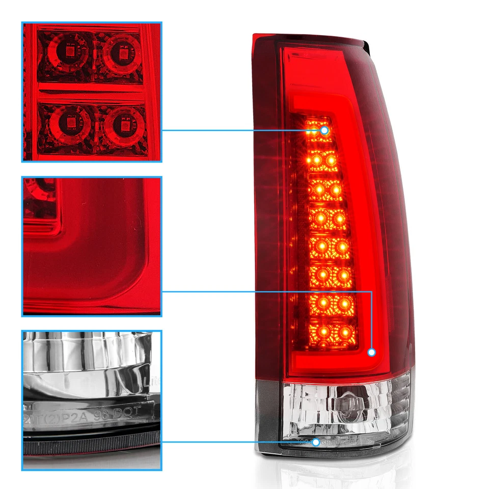 Juego de luces traseras LED rojas C-Bar 1988-99 para Chevy/GMC C10 C/K Silverado Tahoe Sierra Foto 4 de 4