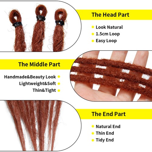 Soft 20" Thin Dreadlocks Single Ended Dreads Extensions Synthetic SE Dreads Locs - Picture 24 of 40