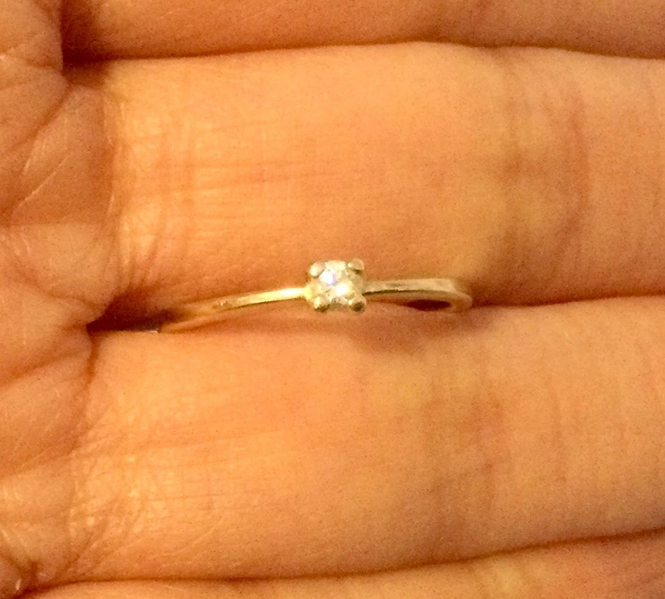 Or Massif-Diamant Solitaire 3 mm Bague de Fiançailles Or Jaune 14K-Pas 18 Carats - Photo 4/4