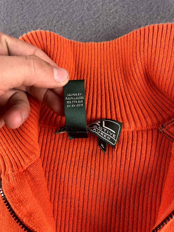 Suéter Lauren Ralph Lauren 1/2 Cremallera Para Mujer XL Naranja Hombreras Ropa Activa Foto 4 de 4