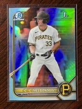 2022 Bowman Chrome Draft Tres Gonzalez Sky Blue Refractor Pirates SP