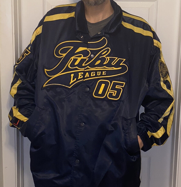 Vintage FUBU Men's Jacket XL Blue Retro Red Satin Varsity Bomber | eBay