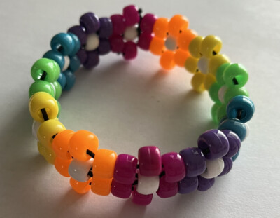 Rainbow Daisy Kandi Cuff Bracelet Rave Accessory PLUR EDM Festival EDC  Ultra