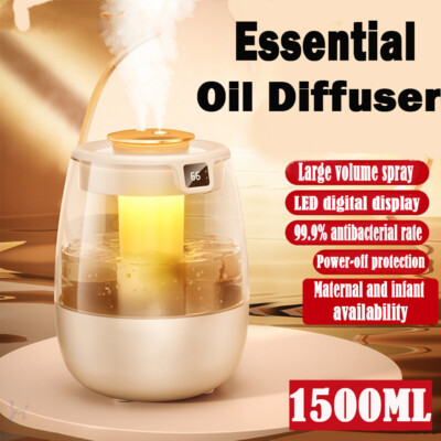 Ultrasonic Cool Mist Humidifier 1.5L for Bedroom with Essential Oil Diffuser