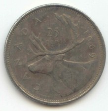 Canada 1969 Quarter Canadian 25 Cent 25c EXACT COIN SHOWN ~