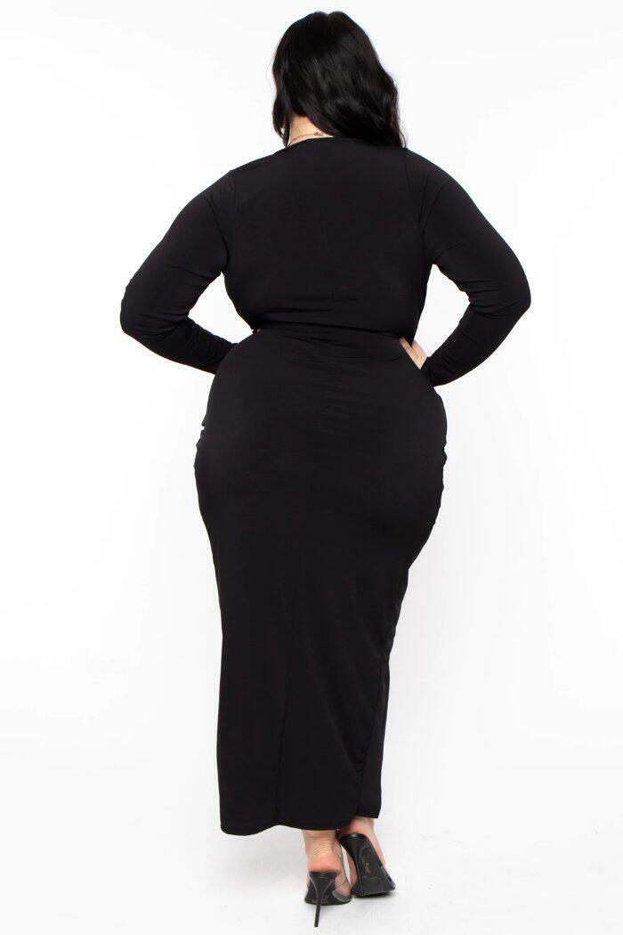 CURVY SENSE Plus Size 4X Black Athena Deep V-neck Maxi Dress NWT