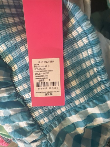 NWT $138 Lilly Pulitzer Sarafina Gingham Babydoll Top size 2 - Picture 8 of 8