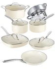 Gotham Steel Cream 12 Piece Nonstick Ceramic Cookware Set with Stay Cool Handles