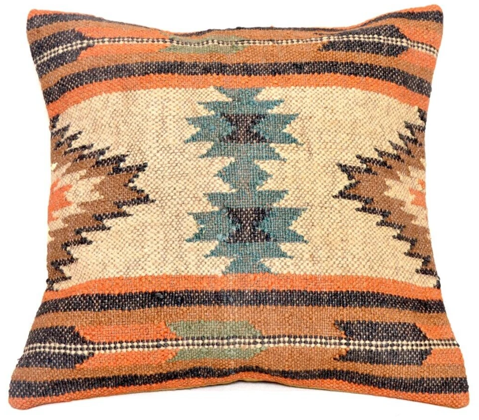 4 Pcs 100% Nature Jute Cushion Cover 18" Inche Handmade Kilim Pillow Cover Throw - Image 3 of 4