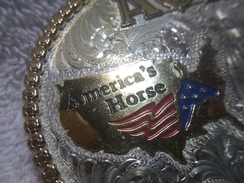 Montana Silversmiths Buckle AQHA American Quarter Horse Trophy Silver Gold VTG - Picture 3 of 14